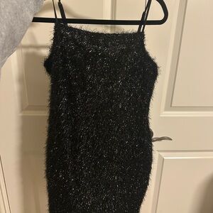 Black Fuzzy Sleeveless Dress